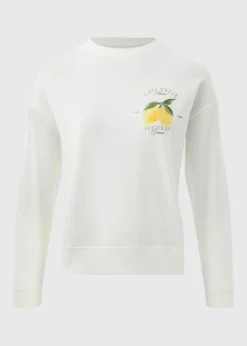 Cream Lemon Print Sweatshirt