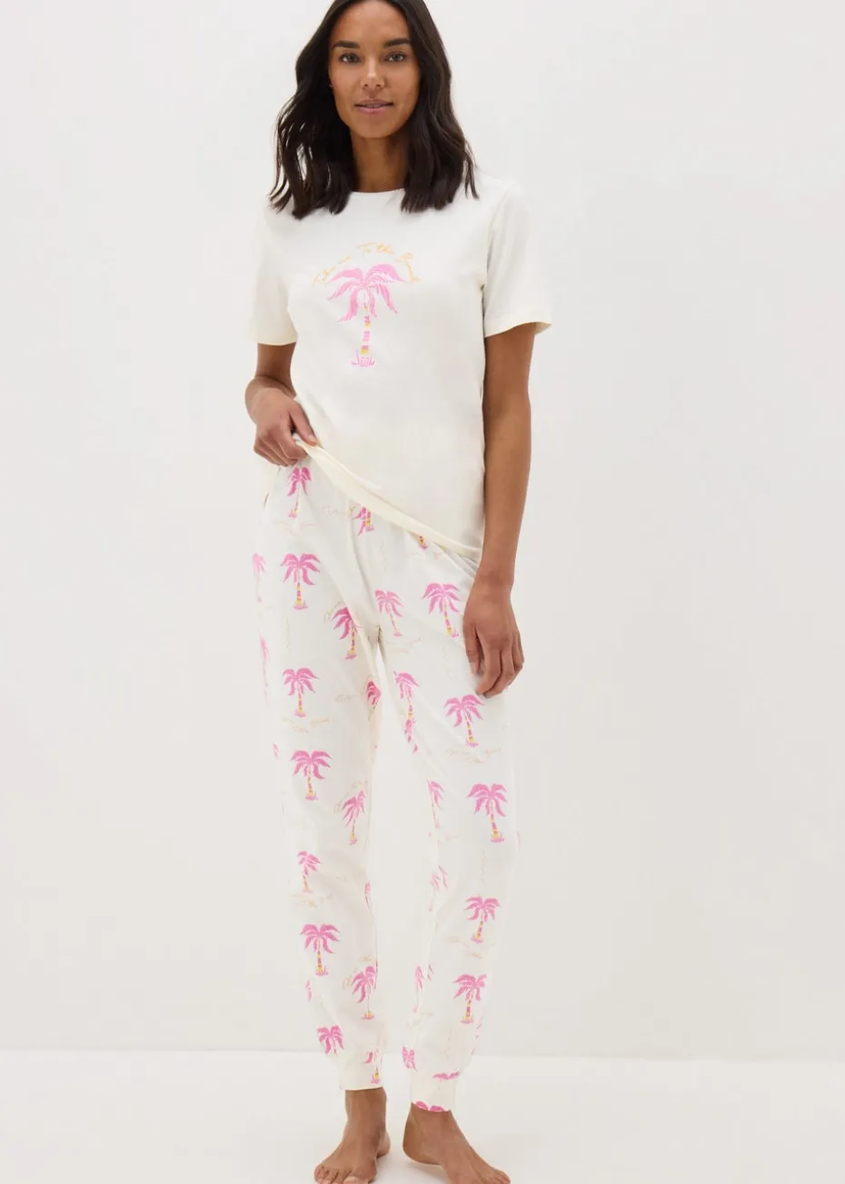 Cream Palm Tree Pyjama Bottoms