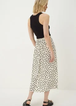 Cream Polka Dot Flared Midaxi Skirt