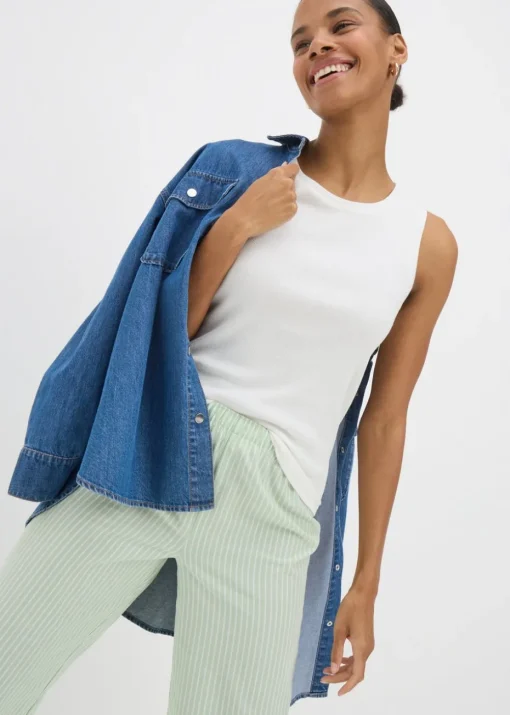 Cream Ribbed Vest