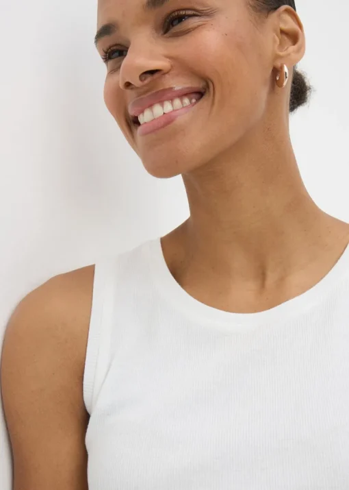 Cream Ribbed Vest