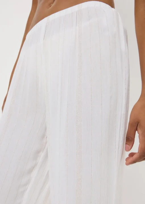 Cream Sparkle Embroidered Trousers