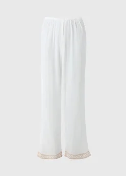 Cream Sparkle Embroidered Trousers