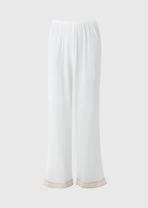 Cream Sparkle Embroidered Trousers