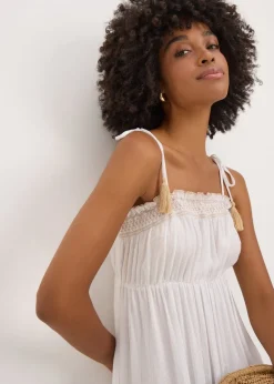 Cream Sparkle Embroidered Maxi Dress