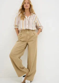 Cream Stripe Linen Blend Shirt