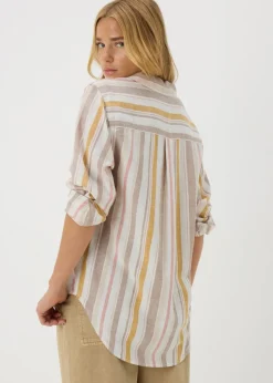Cream Stripe Linen Blend Shirt