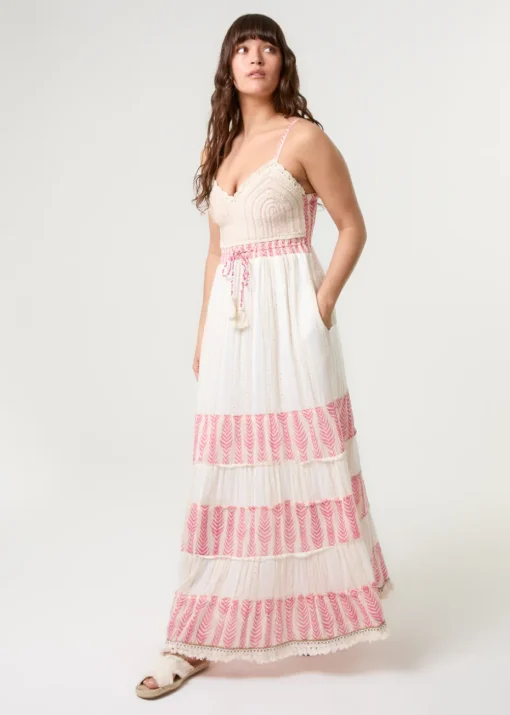 Crochet Lurex Tiered Dress