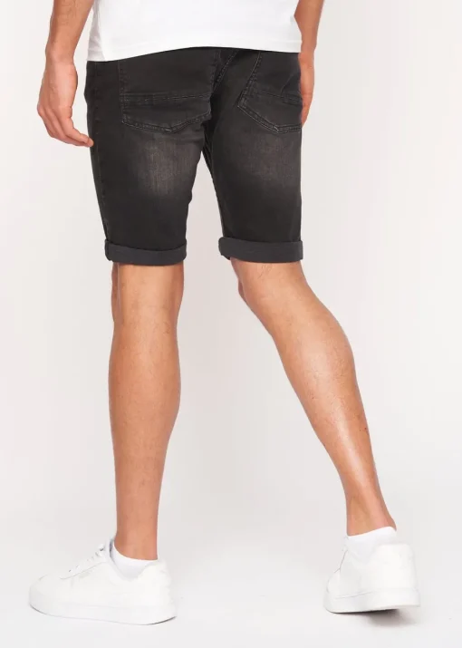 Crosshatch  Black  Tadcaster  Denim  Shorts
