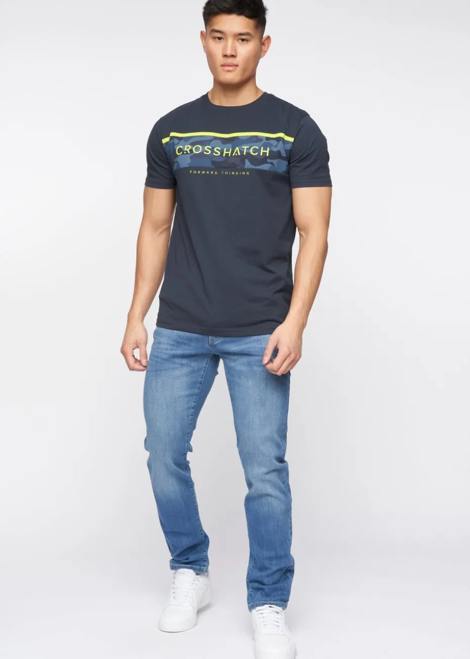 Crosshatch Blue Wash Farrowed PU Belted Jean