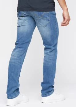 Crosshatch Blue Wash Farrowed PU Belted Jean