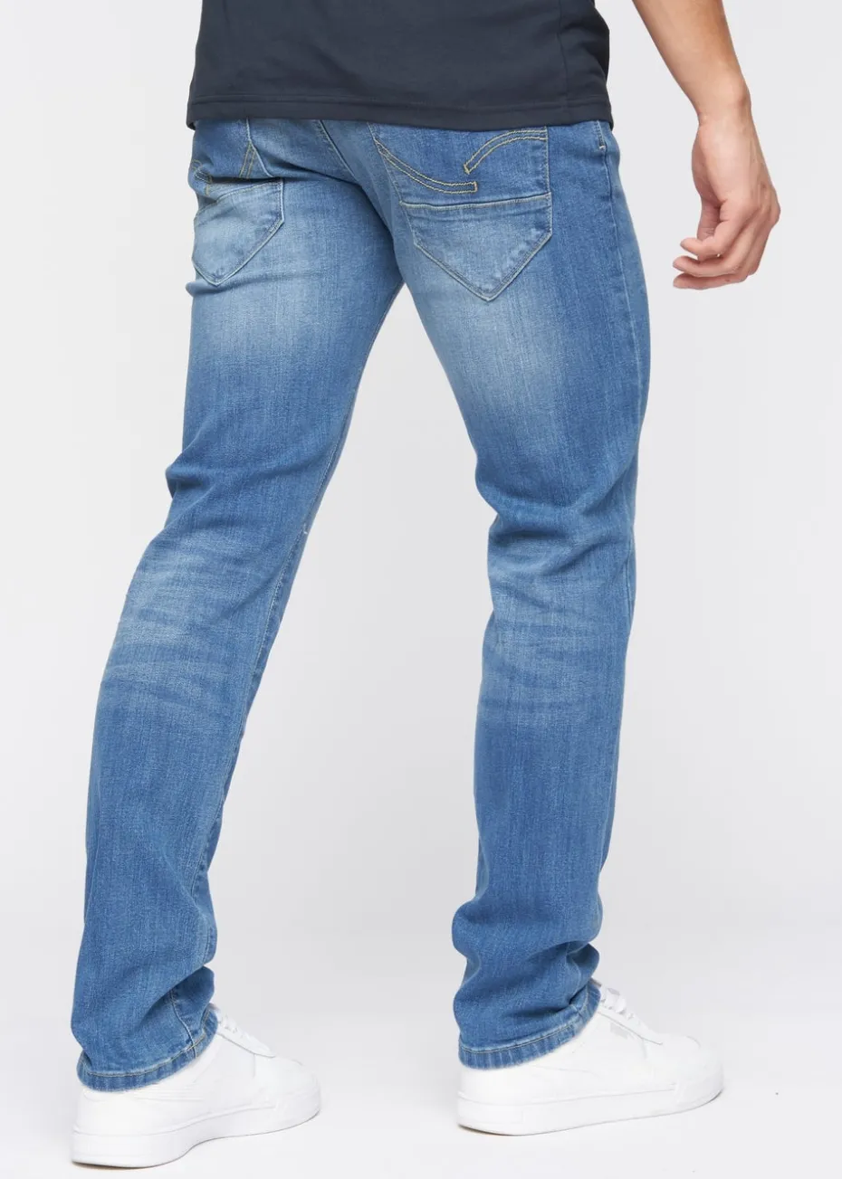 Crosshatch Blue Wash Farrowed PU Belted Jean