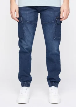 Crosshatch Dark Wash Malimore Cargo Cuff Jeans