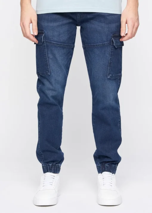 Crosshatch Dark Wash Malimore Cargo Cuff Jeans