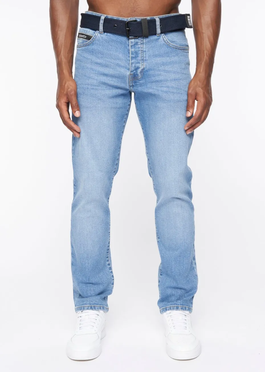 Crosshatch Light Blue Wash Princed Belted Jean