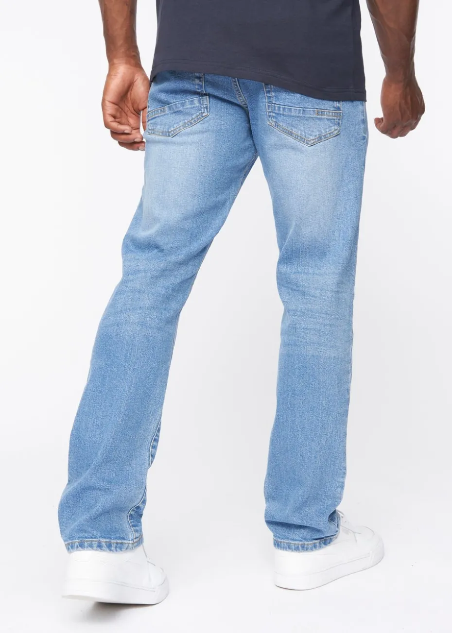 Crosshatch Light Blue Wash Princed Belted Jean