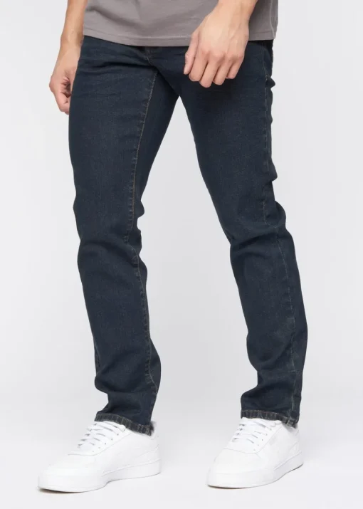 Crosshatch Navy Wash Farrowed PU Belted Jean