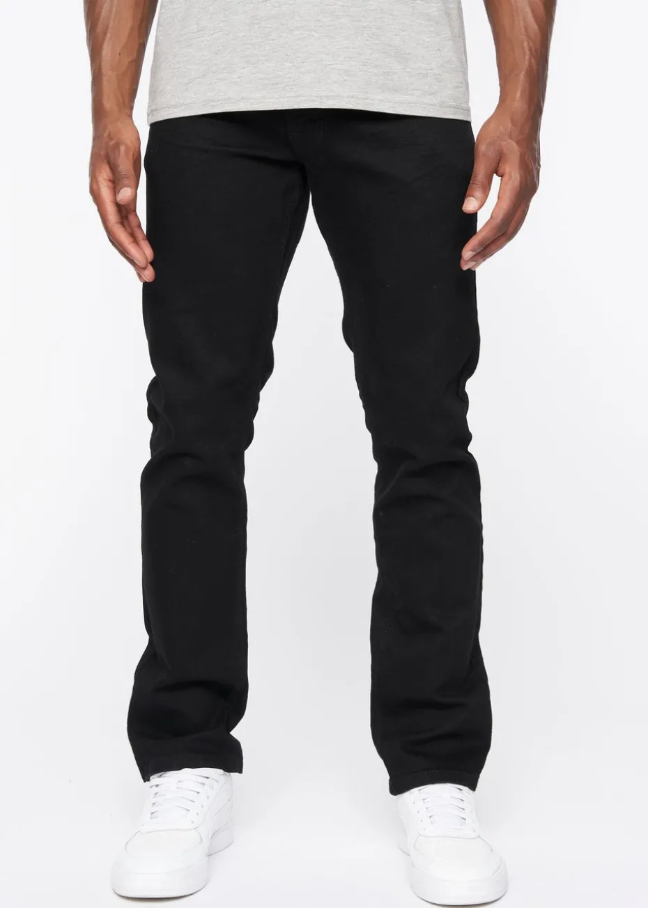 Crosshatch Solid Black Cadman Straight Jeans