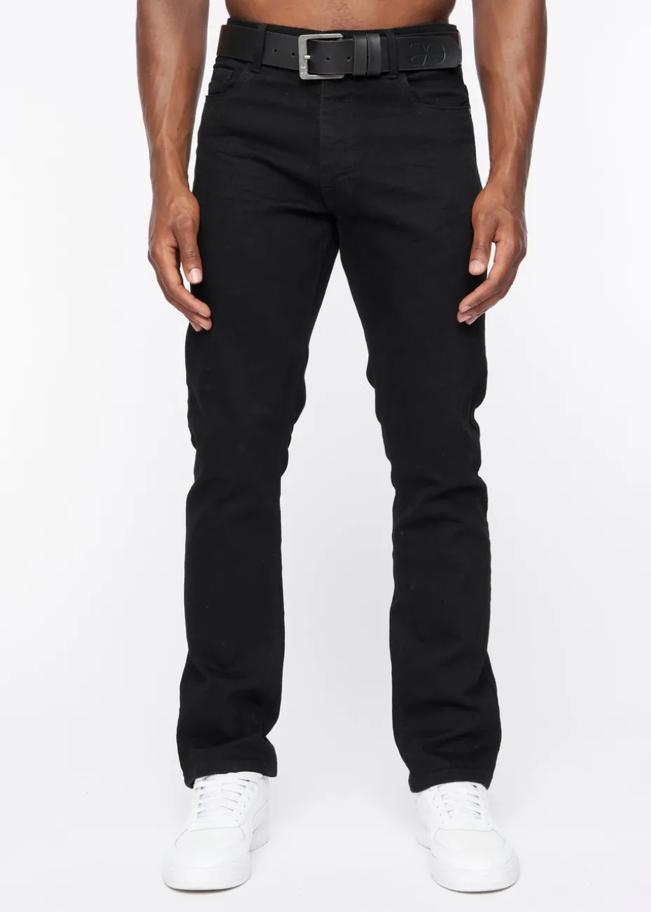Crosshatch Solid Black Cadman Straight Jeans