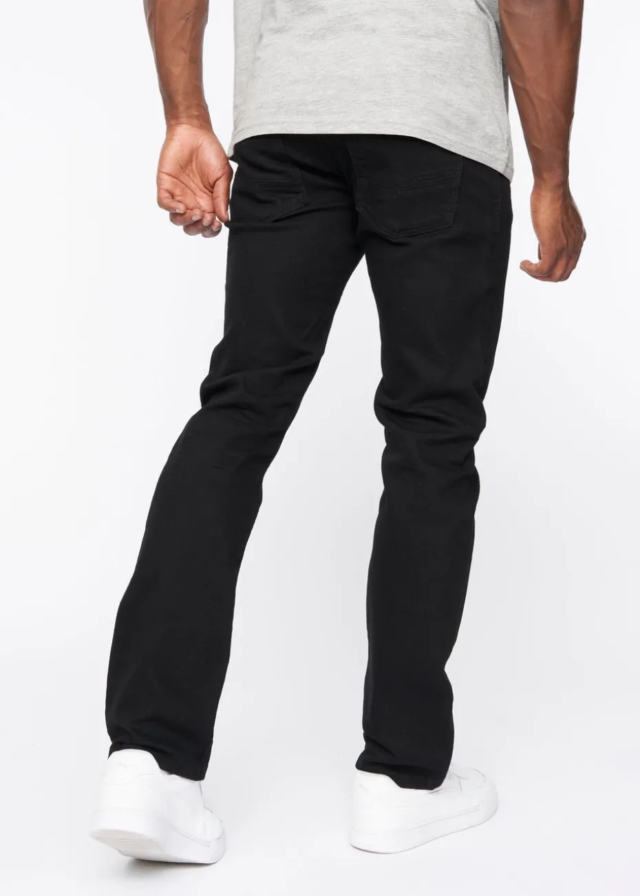 Crosshatch Solid Black Cadman Straight Jeans