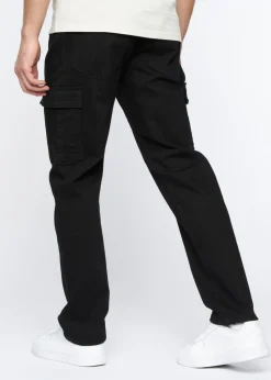 Crosshatch Solid Black Kremtap Cargo Jeans