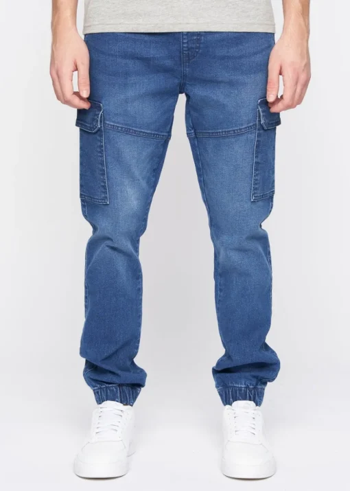 Crosshatch Stone Wash Malimore Cargo Cuff Jeans