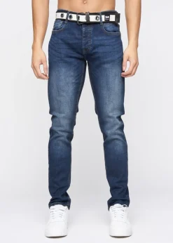 Crosshatch Tinted Blue Barbeck Slim Fit Denim