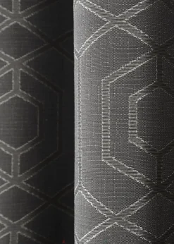 Curtina Camberwell Jacquard Grey Eyelet Curtains