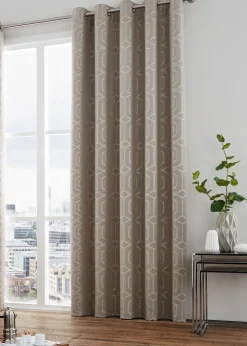 Curtina Camberwell Jacquard Stone Eyelet Curtains