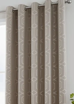 Curtina Camberwell Jacquard Stone Eyelet Curtains