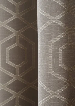 Curtina Camberwell Jacquard Stone Eyelet Curtains