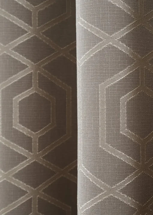 Curtina Camberwell Jacquard Stone Eyelet Curtains