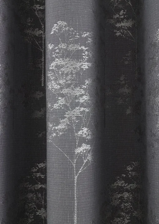 Curtina Elmwood Jacquard Grey Eyelet Curtains