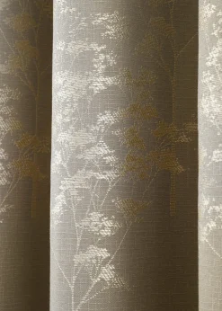 Curtina Elmwood Jacquard Stone Eyelet Curtains