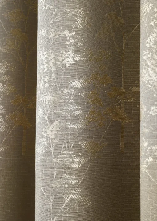 Curtina Elmwood Jacquard Stone Eyelet Curtains