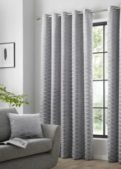 Curtina Kendal Silver Eyelet Curtains