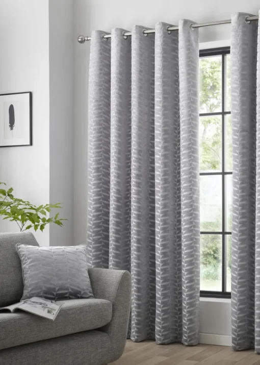 Curtina Kendal Silver Eyelet Curtains
