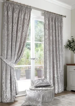 Curtina Trinity Velvet Silver Pencil Pleat Curtains
