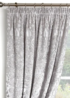 Curtina Trinity Velvet Silver Pencil Pleat Curtains