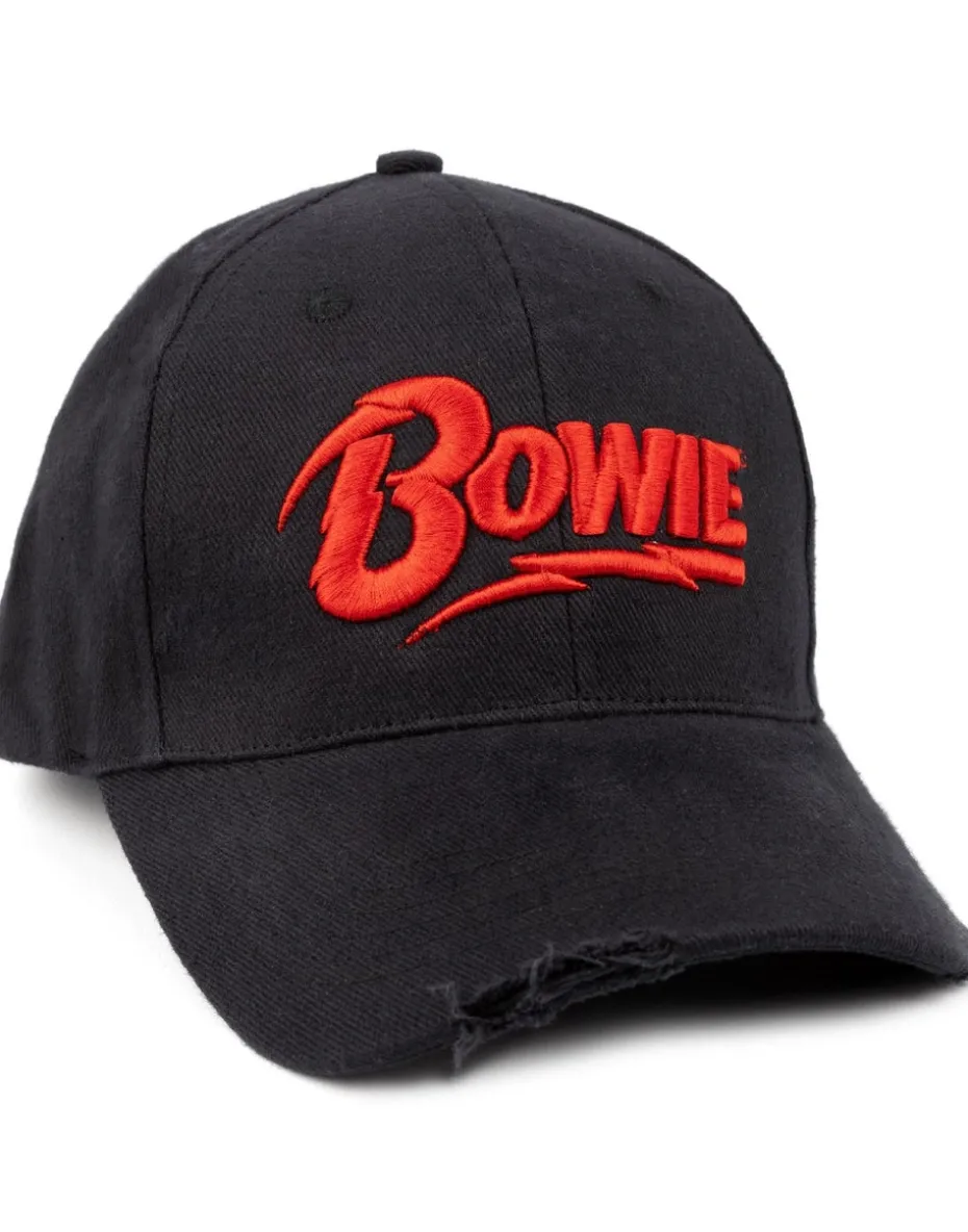 David Bowie Black Logo Adjustable Curved Peak Baseball Cap