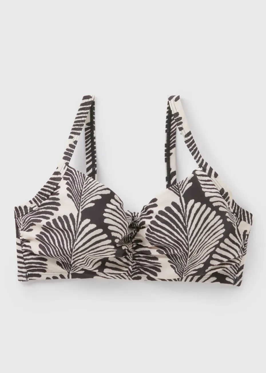 DD+ Black Mono Shell Print Cupped Crop Bikini Top