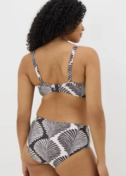 DD+ Black Mono Shell Print Midi Bikini Bottoms