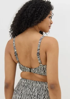 DD+ Brown Zebra Print Shapewear Bikini Top