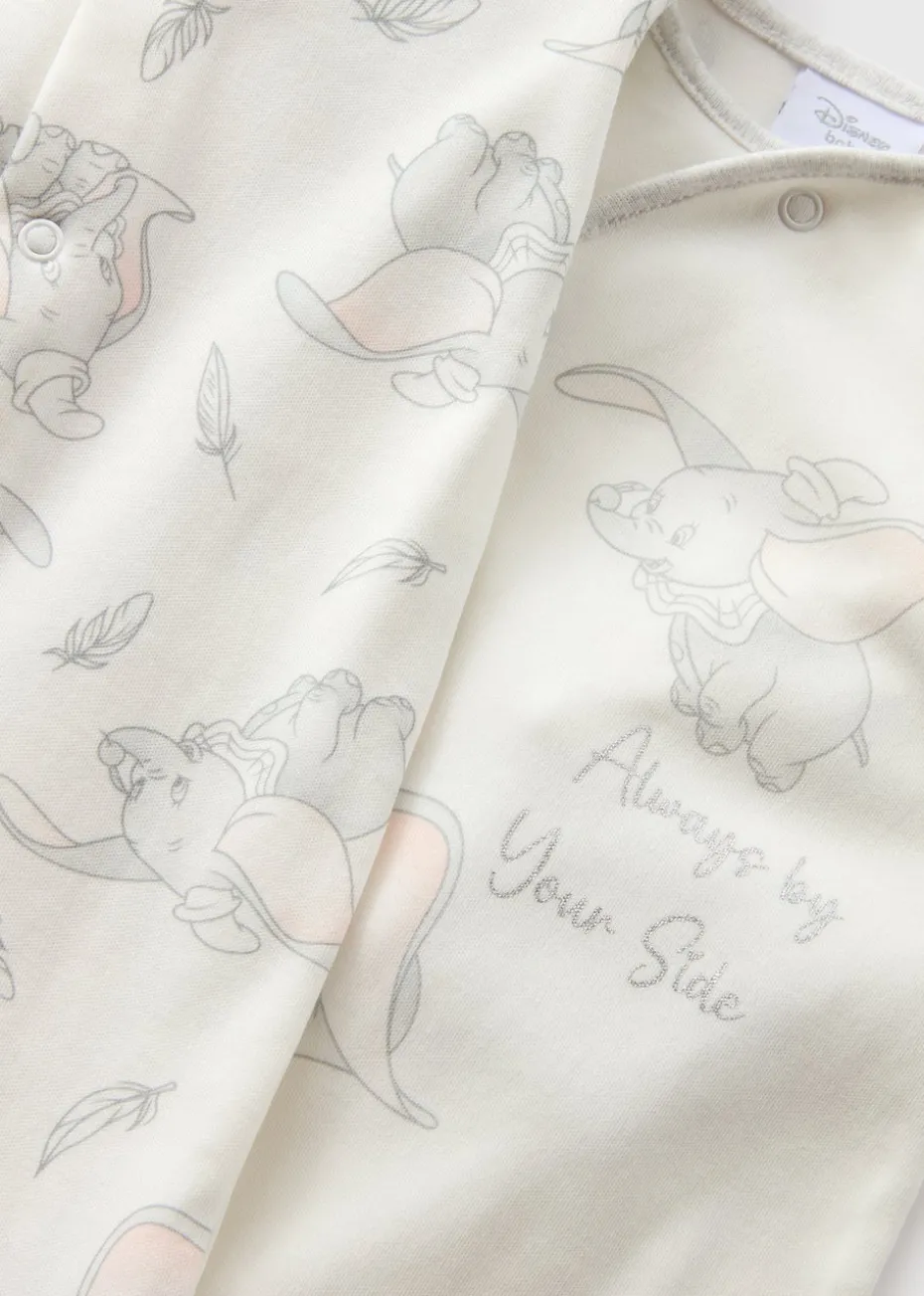 Disney 2 Pack Baby Cream Dumbo Sleepsuits (Newborn-12mths)