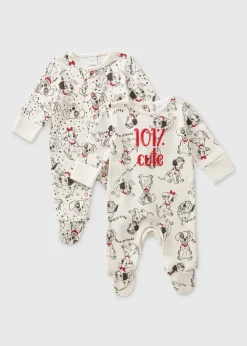 Disney 2 Pack Baby Cream Dalmatian Sleepsuits (Newborn-18mths)