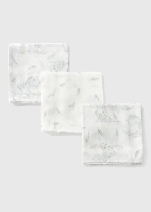 Disney 3 Pack Baby Cream Dumbo Muslin Cloths