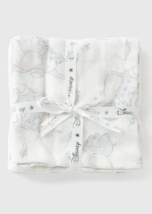 Disney 3 Pack Baby Cream Dumbo Muslin Cloths