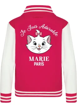 Disney Aristocats Marie Je Suis Adorable Kids Pink/White Varsity Jacket (3-13 Years)