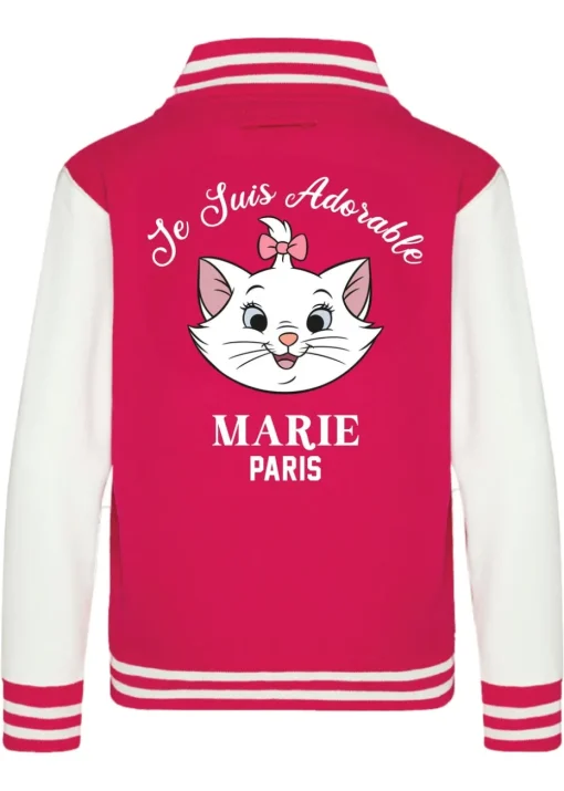 Disney Aristocats Marie Je Suis Adorable Kids Pink/White Varsity Jacket (3-13 Years)