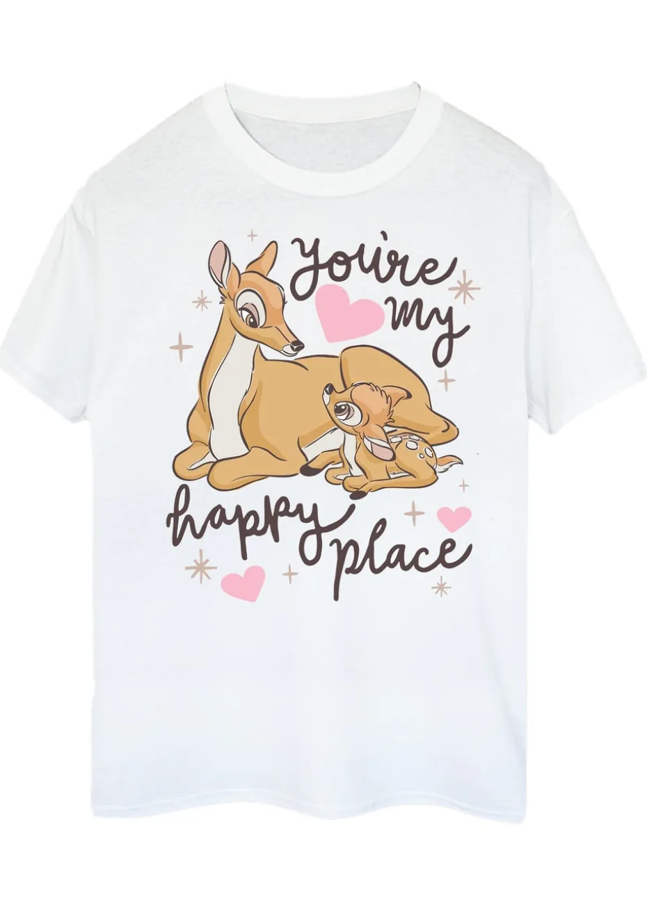 Disney Bambi You're My Happy Place White Boyfriend Fit T-Shirt